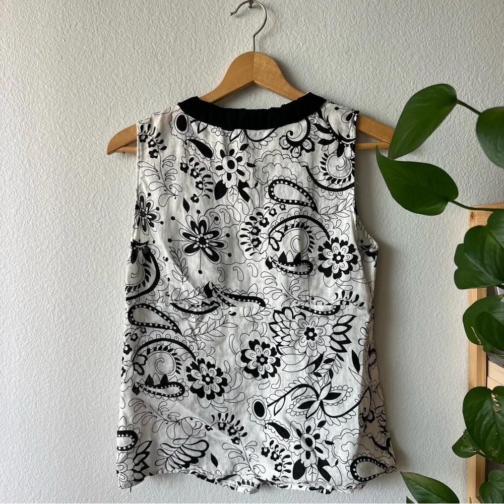Vintage Y2k White Linen Sleeveless Blouse